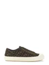 Fendi Low-top Sneakers With Monogram Pattern And Gold-tone Accents In Brown