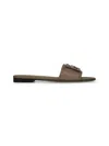 Fendi Dove Grey Leather Baguette Slides
