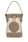 Fendi Women Dove Grey Mesh Mini Mon Tresor Bucket Bag