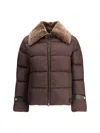 Fendi Women Down Jacket In Technical Fabric And Leather In Brown