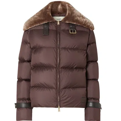 FENDI FENDI WOMEN DOWN JACKET WITH FENDI ROMA LABEL