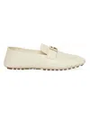 Fendi Hardware Square Toe Studded Sole Loafers In Bianco Ice