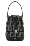 Fendi Women Embellished Denim Mon Tresor Bucket Bag In Black