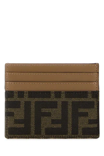 Fendi Women Embroidered Canvas Card Holder In Multi