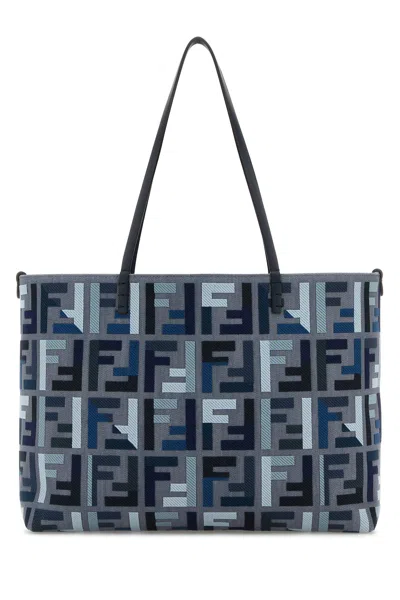 Fendi Women Embroidered Canvas Large Roll Shopping Bag In Multi