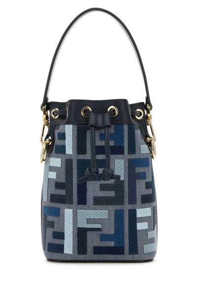 Fendi Women Embroidered Canvas Mon Tresor Bucket Bag