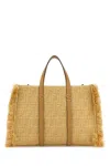 Fendi Women Embroidered Canvas Raffia Summer Shopping Bag