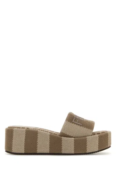 Fendi Women Embroidered Canvas Slippers