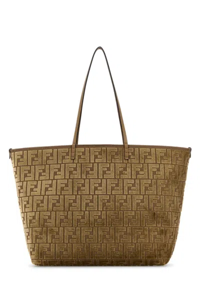 Fendi Women Embroidered Chenille Large Roll Shopping Bag In Multicolor