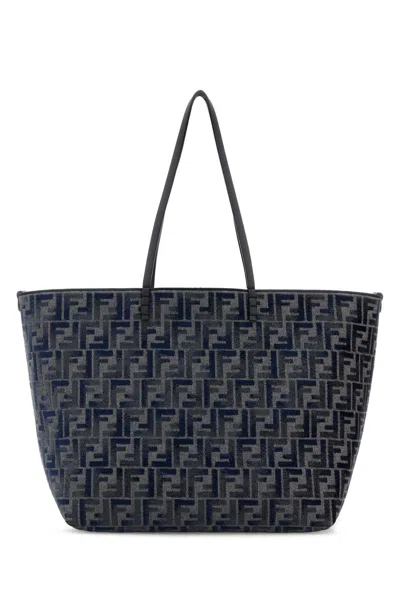 Fendi Women Embroidered Chenille Large Roll Shopping Bag In Multicolor