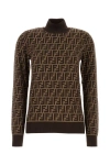 Fendi Ff Jacquard Turtleneck Sweater In Brown