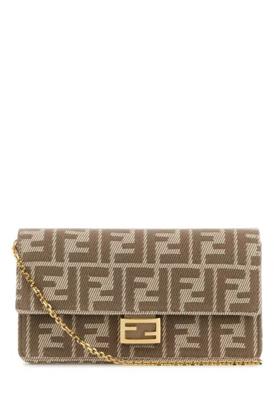 Fendi Women Embroidered Denim Baguette Wallet