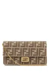 Fendi Women Embroidered Denim Baguette Wallet In Brown