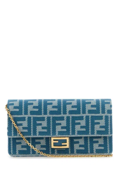 Fendi Women Embroidered Denim Baguette Wallet In Multi
