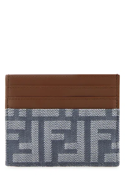 Fendi Women Embroidered Denim Card Holder
