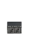 Fendi Women Embroidered Denim Card Holder In Brown