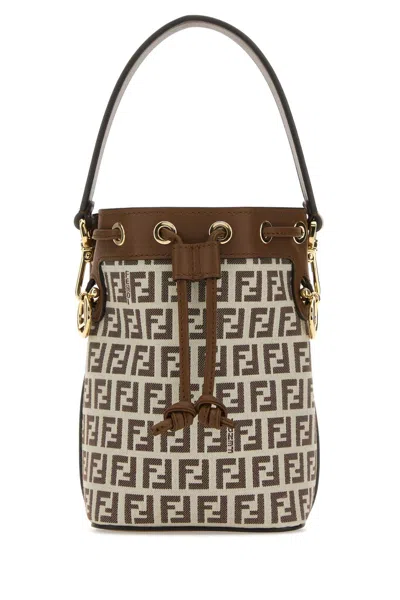 Fendi Women Embroidered Fabric And Leather Mini Mon Tresor Bucket Bag In Multi