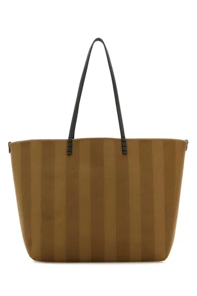 Fendi Women Embroidered Fabric Large Roll Reversible Shopping Bag In Multicolor