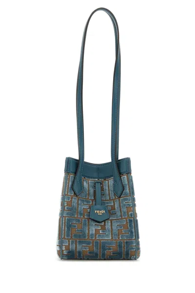 Fendi Women Embroidered Fabric Mini Origami Shoulder Bag In Multicolor