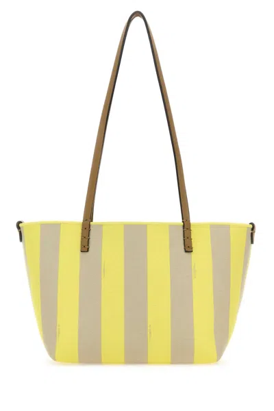 Fendi Women Embroidered Fabric Small Roll Reversible Shopping Bag In Multi