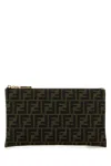 Fendi Women Embroidered Jacquard Medium Clutch In Brown