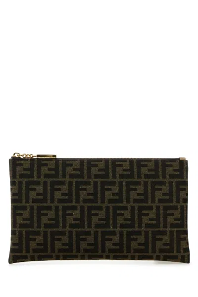 FENDI FENDI WOMEN EMBROIDERED JACQUARD MEDIUM CLUTCH