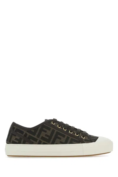 Fendi Women Embroidered Nylon Blend Dominio Sneakers In Multi