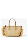 Fendi Borsa A Mano Roll Mini In Rafia Ricamata  Donna