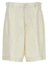 Fendi Embroidered Silk Bermuda Shorts In White