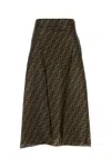 Fendi Women Embroidered Silk Skirt In Brown