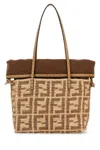 Fendi Women Embroidered Straw Small Roll Shopping Bag