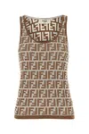 Fendi Women Embroidered Stretch Cotton Tank Top In Multi