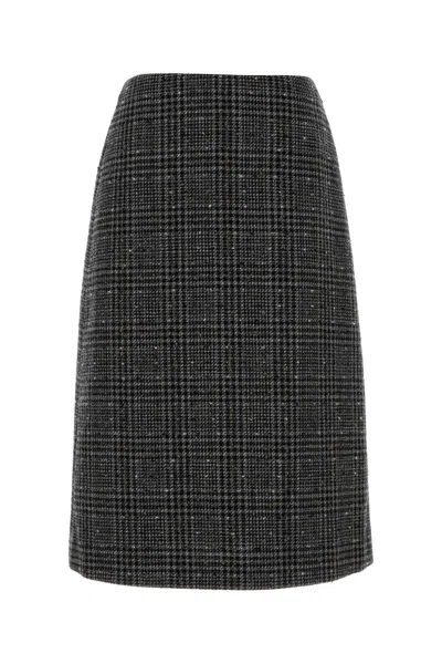Fendi Women Embroidered Tweed Skirt In Black