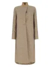 Fendi Brown Embroidered Wool Blend Coat In Brown