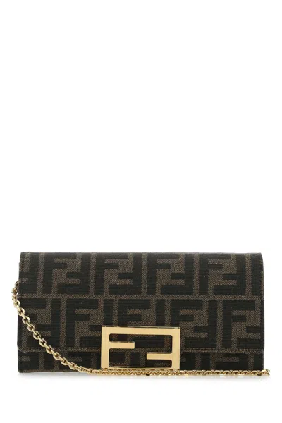 Fendi Women Embroidery Fabric Continental Baguette Wallet In Black