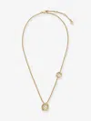 Fendi Women Everround Metal Necklace With Rhinestones In Yellow
