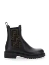 Fendi Black Leather And Ff Fabric Biker Jacket In Multi