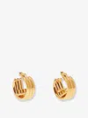 Fendi Women Gold Colored Earrings With Triple Circle And F Motif In Bronze Woman In Gold