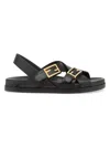 Fendi Women's Feel Logo Leather Sandals In Black