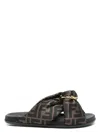 Fendi Women Printed Satin Fell Slippers