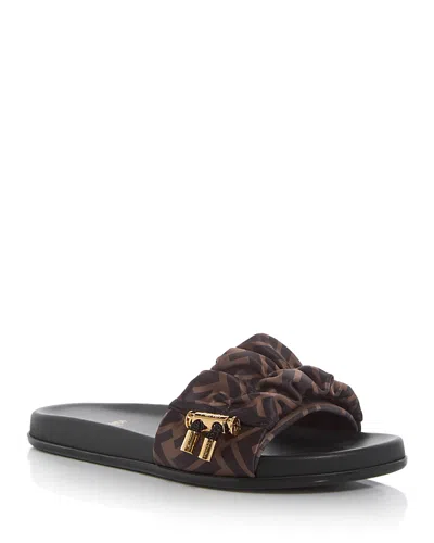 Fendi Women's Feel Slide Sandals In Brown