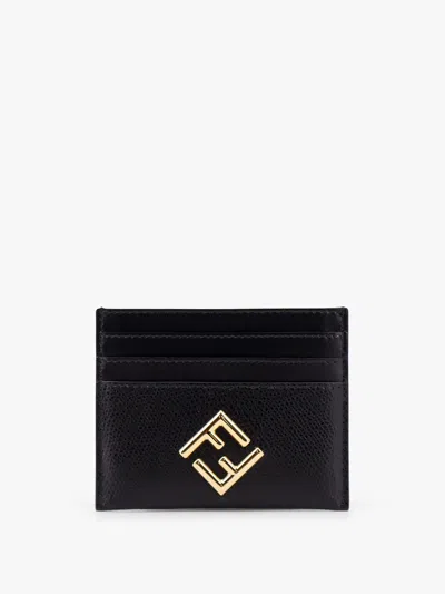 Fendi Ff Diamonds Open Top Card Case In Black