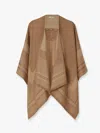 Fendi Women Wool And Cashmere Poncho With Jacquard Manufacturing In Brown