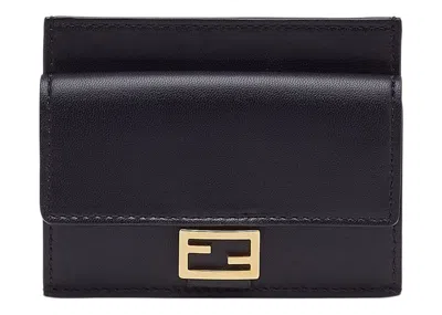 Pre-owned Fendi Women's  By Marc Jacobs Baguette Card Holder Black Nappa Leather Card Holder