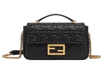 Pre-owned Fendi Women's  By Marc Jacobs Baguette Chain Midi Black Nappa Leather Bag