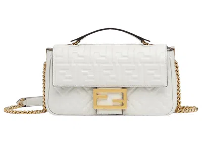 Pre-owned Fendi Women's  By Marc Jacobs Baguette Chain Midi White Nappa Leather Bag