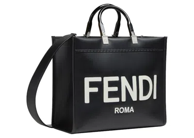 Pre-owned Fendi Women's  By Marc Jacobs  Sunshine Medium Black Leather With Hotstamped Shopper