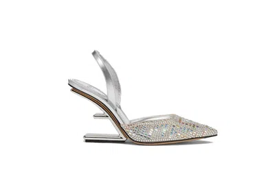 Pre-owned Fendi Women's  By Marc Jacobs First Highheeled Slingbacks Rhinestone Sneakers In Silver
