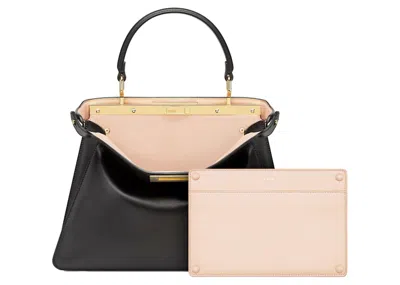 Pre-owned Fendi Women's  By Marc Jacobs Peekaboo Iseeu Medium Rose Black Leather Bag