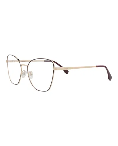 Pre-owned Fendi Women's  Cat Eye Eyeglasses In Gold Gold Transparent (fe50007u/56/028)